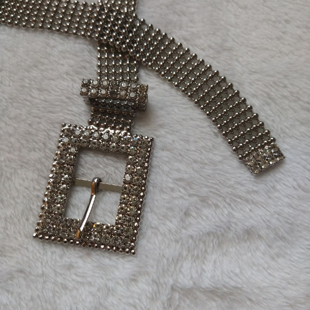 Silver Rhinestone Chain Belt - Picture 5 of 7